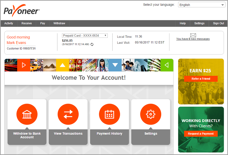 Payoneer виртуальная карта